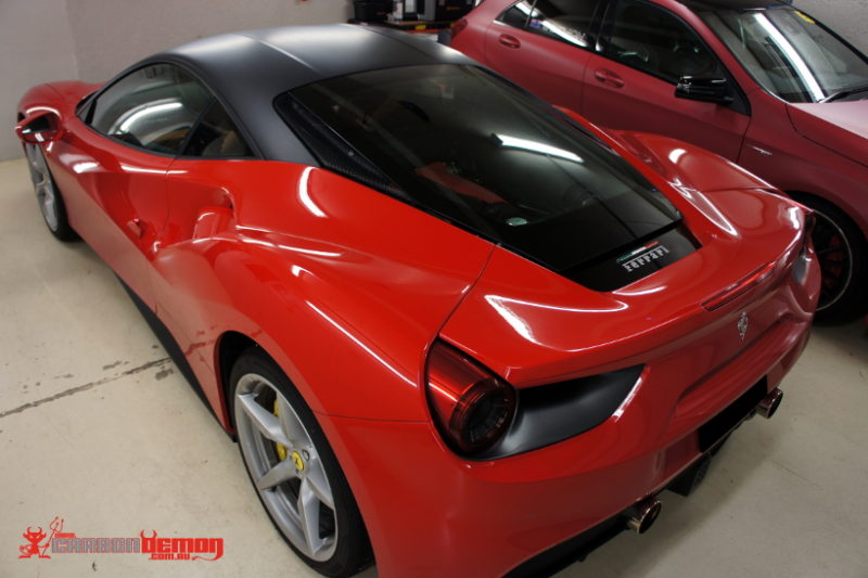 488 black roof vinyl wrap Ferrari 488 satin black roof