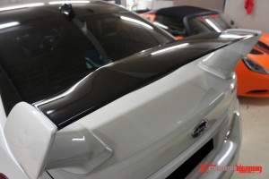 STi spoiler blade gloss black vinyl wrap