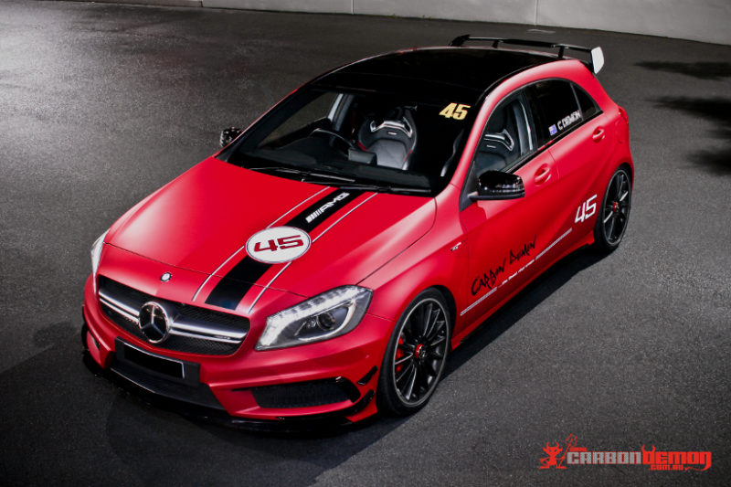 AMG A45 metallic matte red vinyl wrap modification A45 matte vinyl wrap